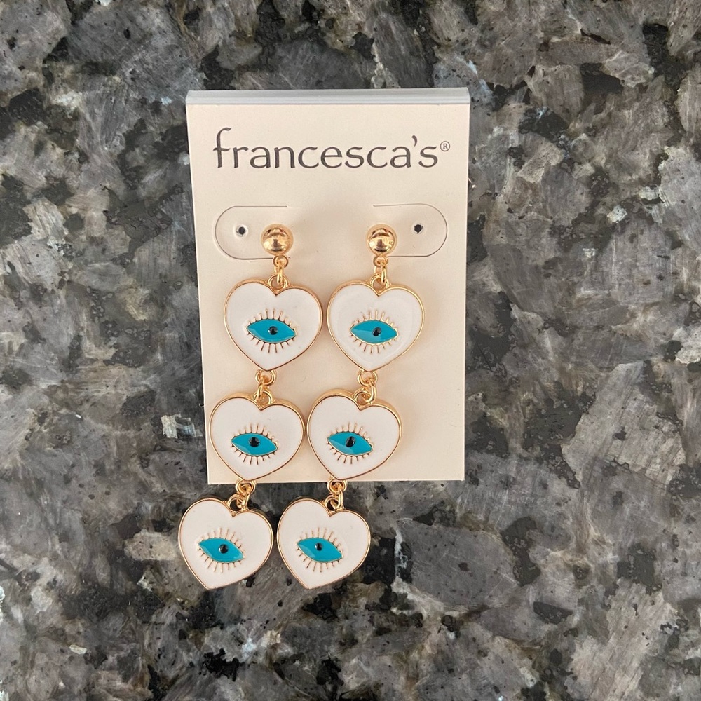 NWT Evil eye heart drop earrings